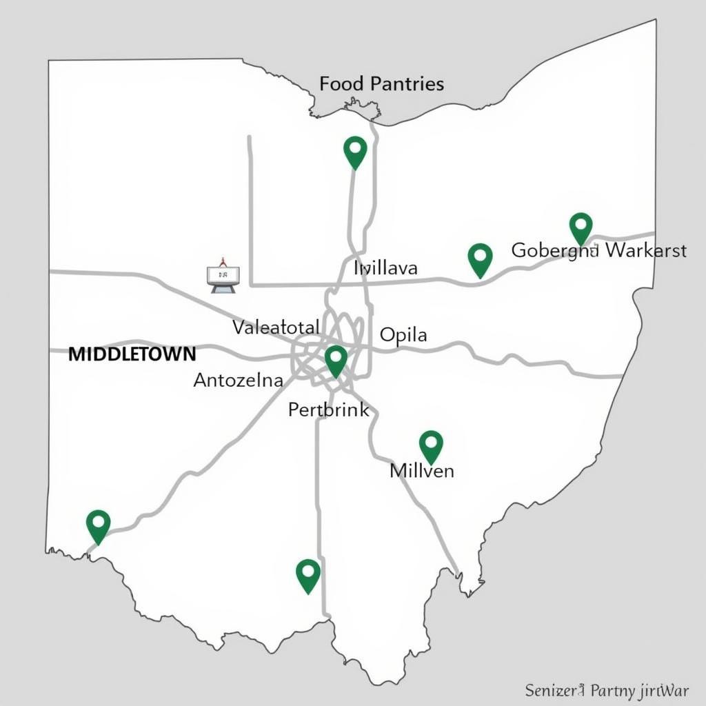 Map of Food Pantry Locations in Middletown, OH