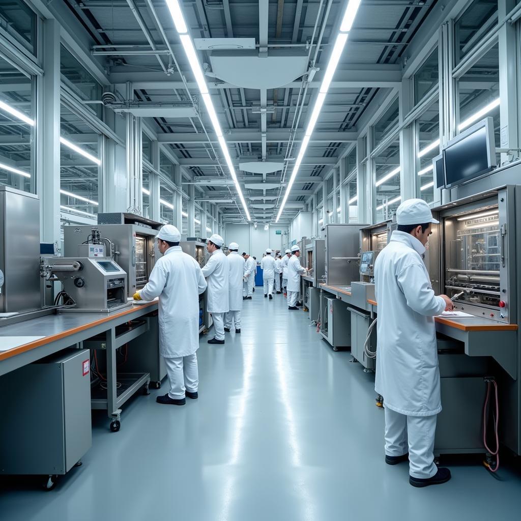 Modern-day Mission Foods factory, showcasing advanced technology and large-scale production.