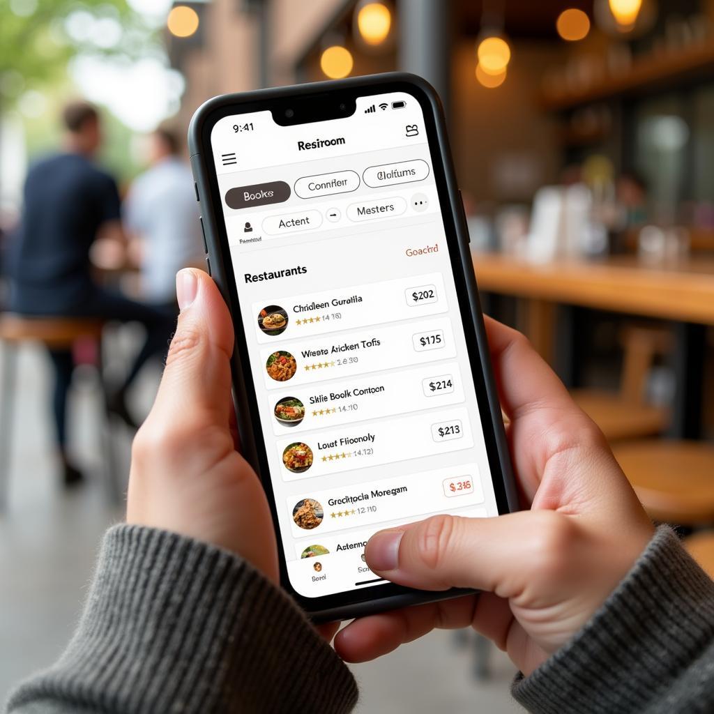Mobile Phone Showing Food Booking App