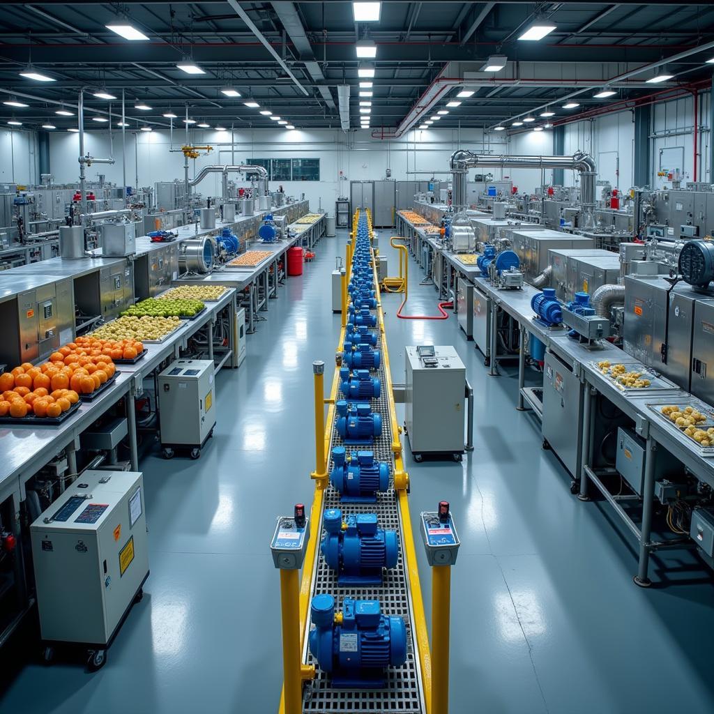 A modern food processing facility utilizing various pumps