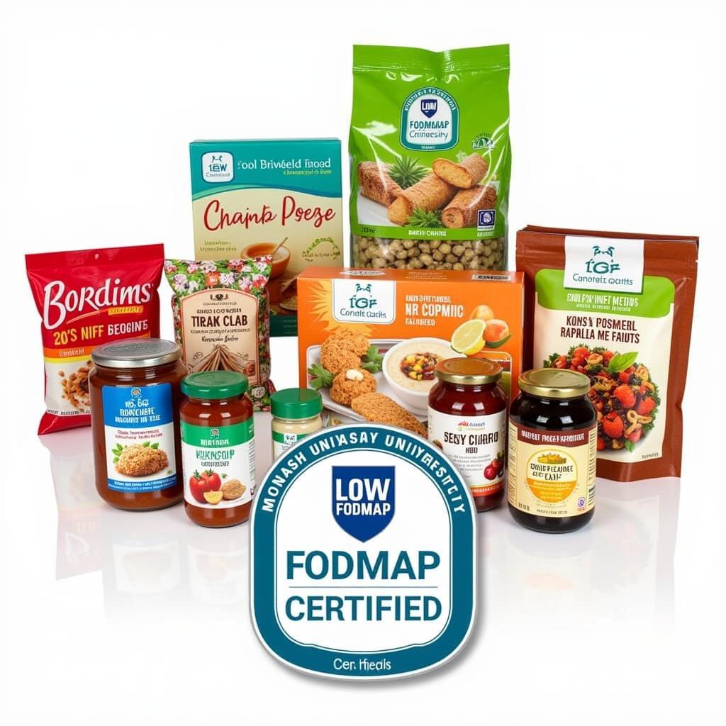 Variety of Monash University Low FODMAP certified products.