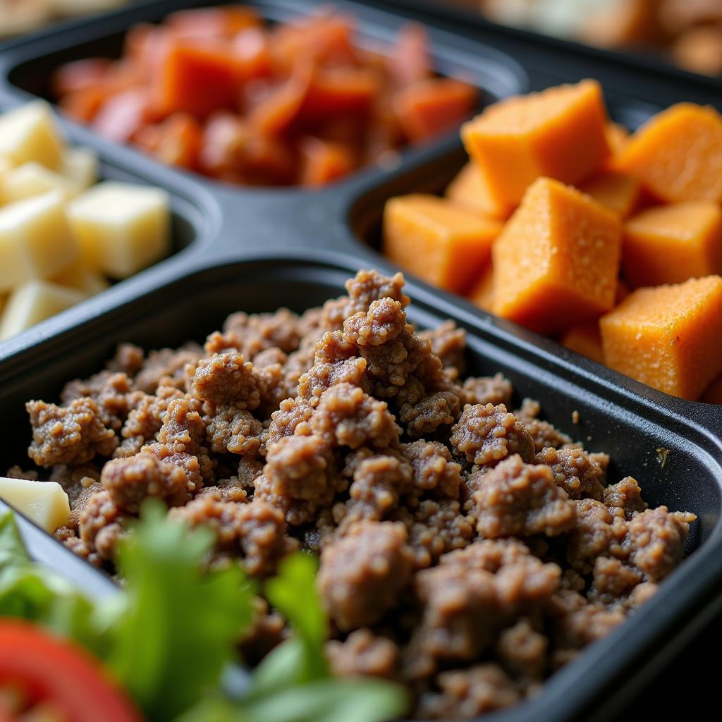 Mystery meat on a cafeteria tray: A classic image of unappetizing institutional food.