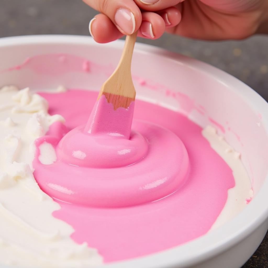 Mixing Neon Gel Food Colouring into Frosting