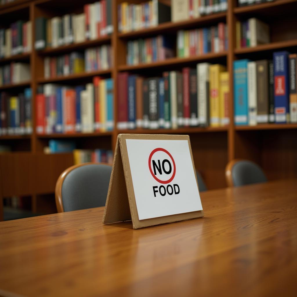 No Food Sign in a Library