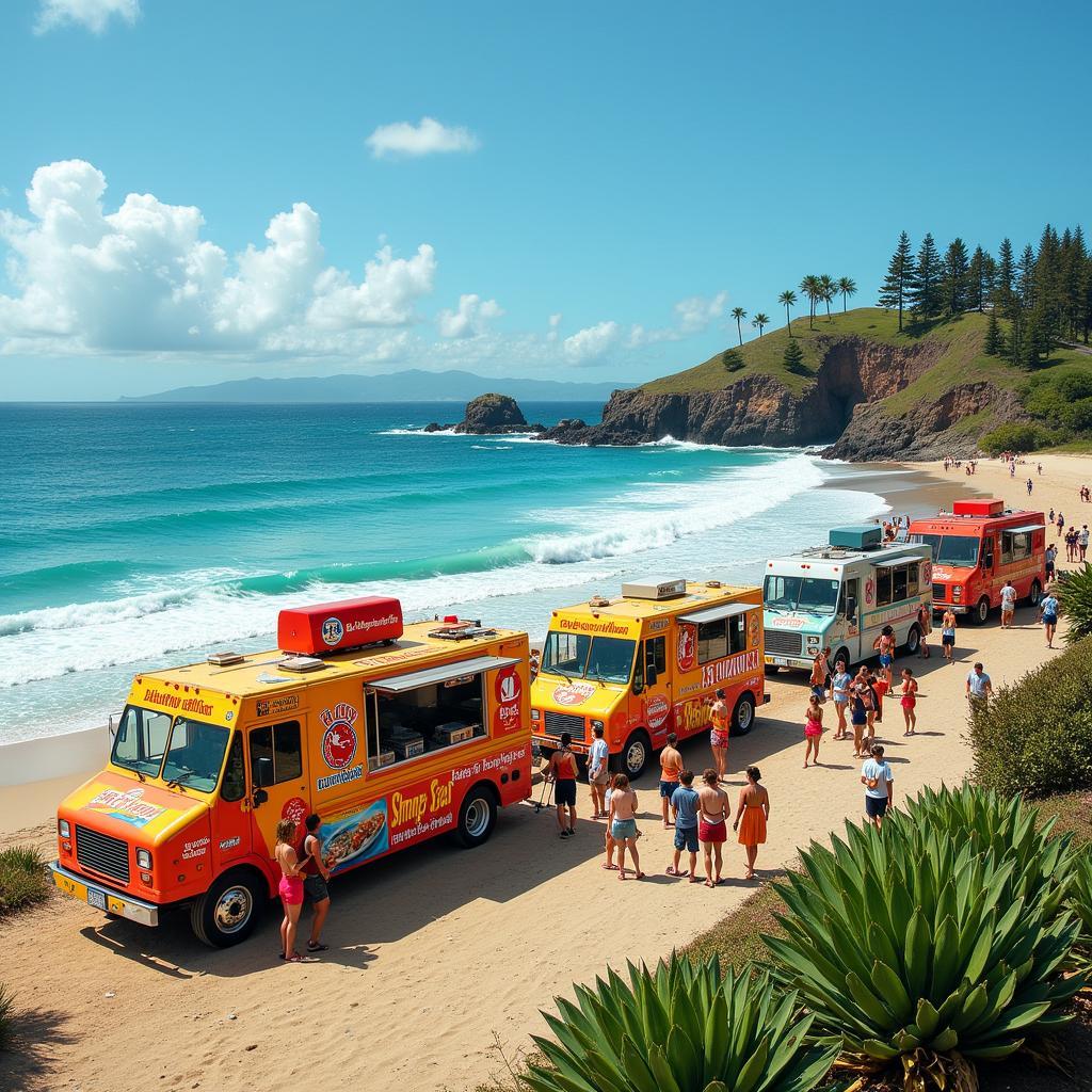 North Shore Shrimp Trucks with Ocean View