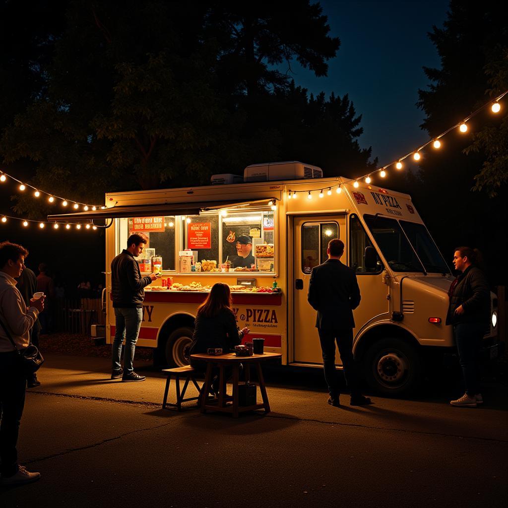 NY Pizza Food Truck at Night