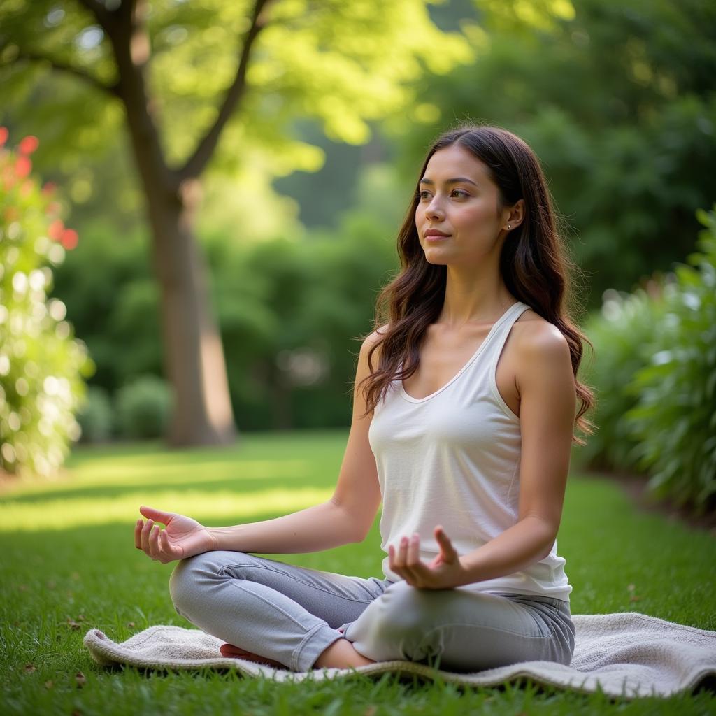 Woman meditating in nature