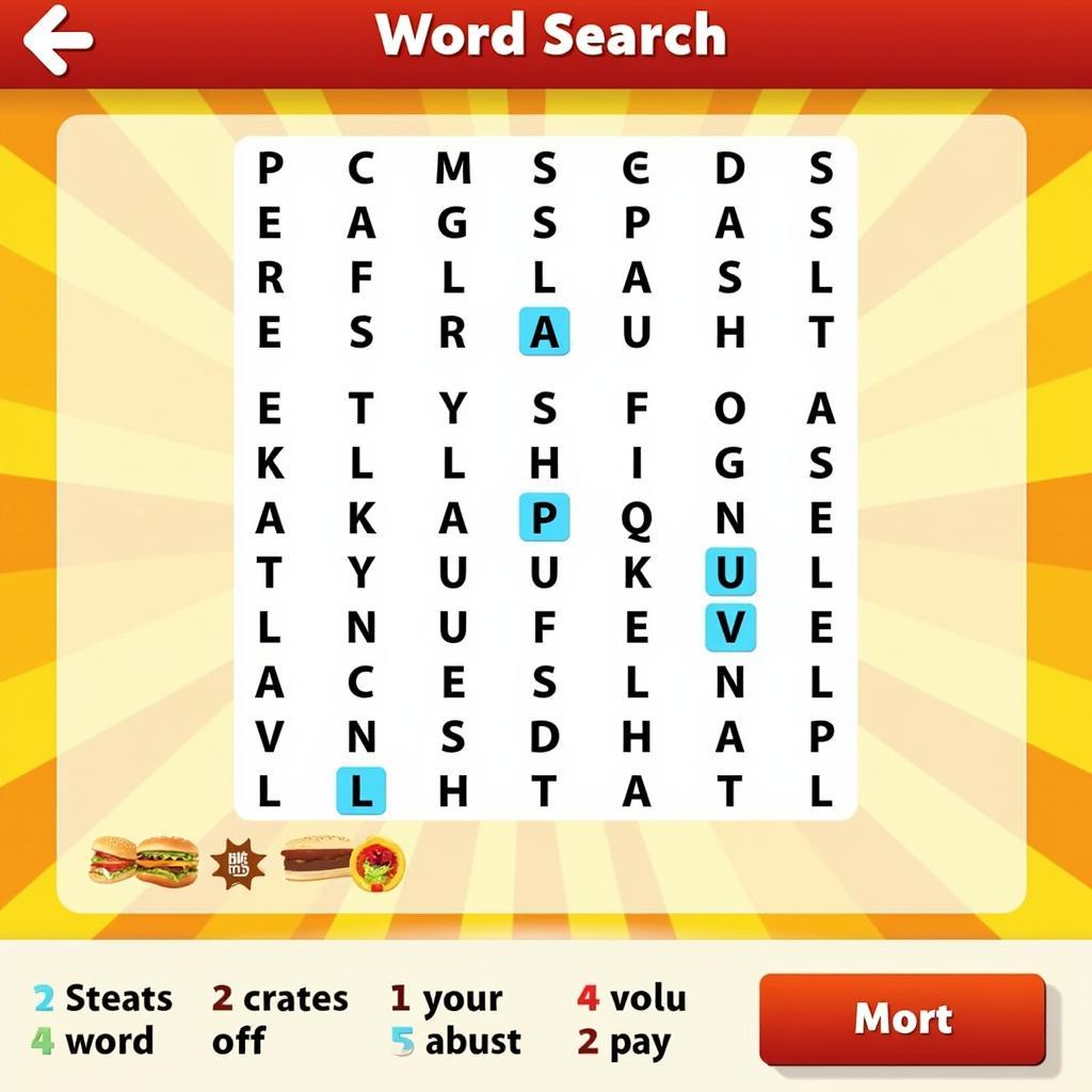 Online Fast Food Word Search Game