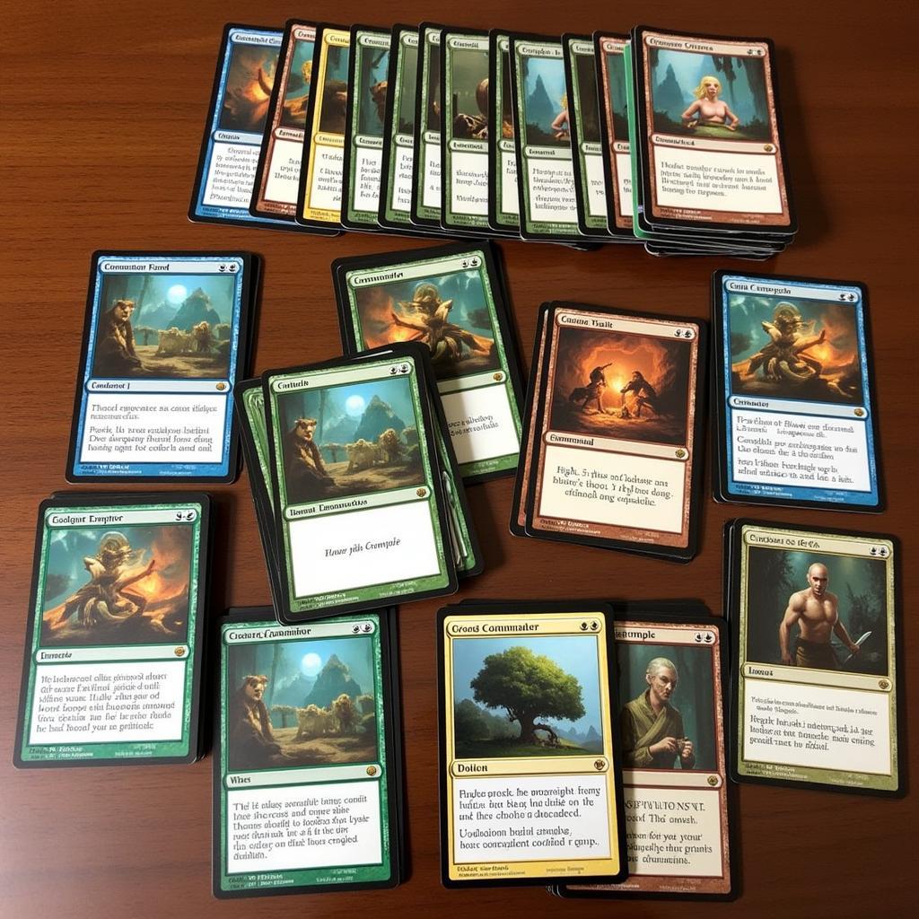 An optimized Golgari Food Commander deck laid out, showcasing a balance of food generation, payoff cards, and interaction.