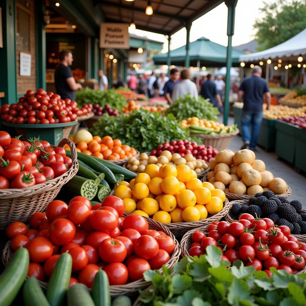 Fresh produce at a farmers market, showcasing vibrant colors and variety, highlighting the essence of oscar fresh food.