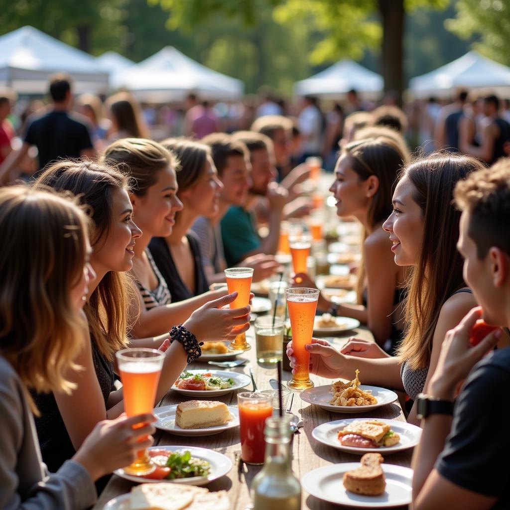 Outdoor Event with Food and Drinks