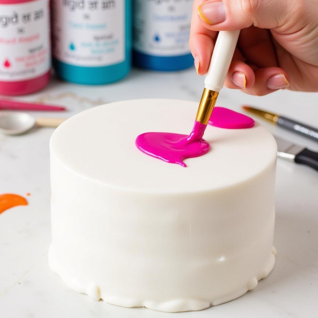 Painting fondant with food coloring