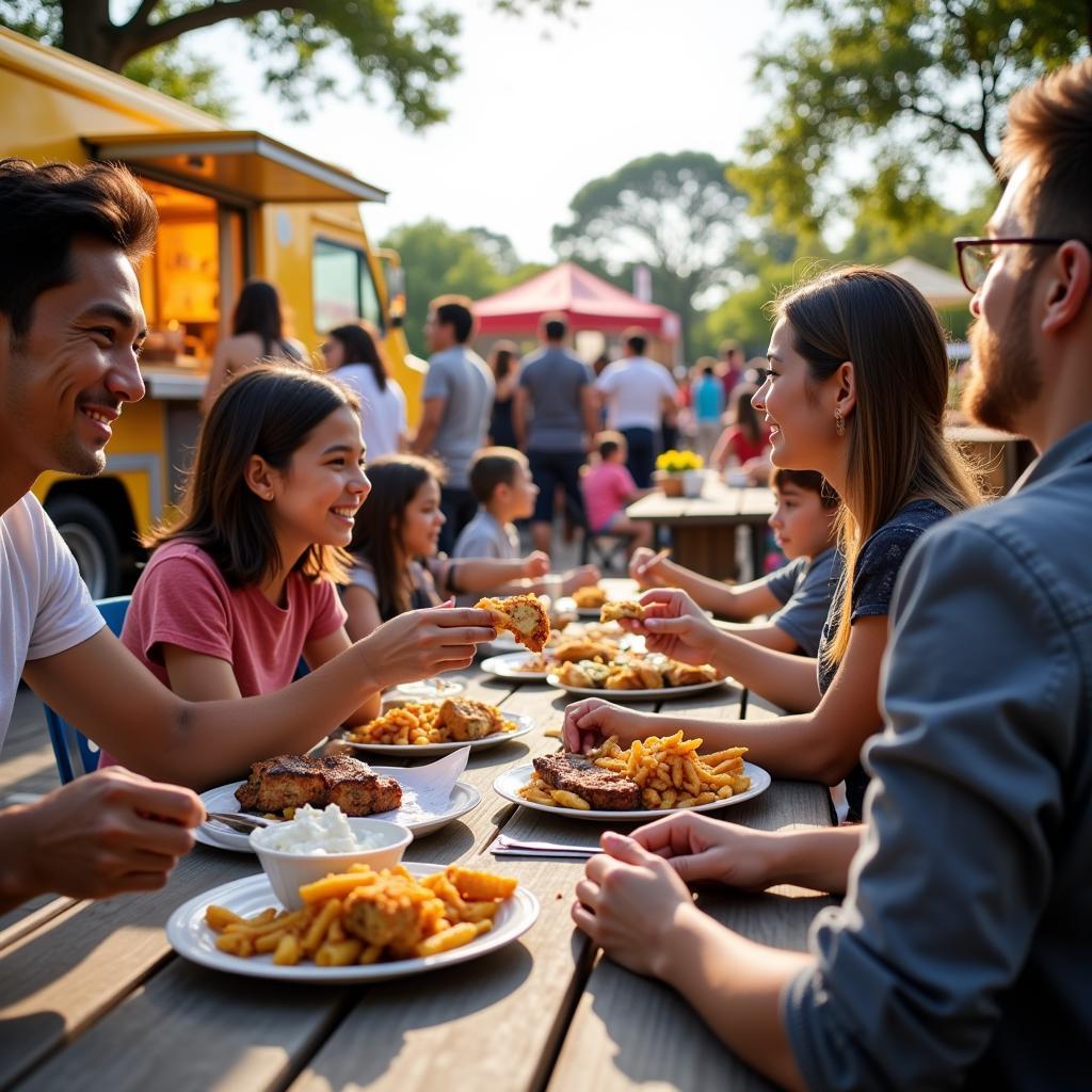 Families Enjoying Pamperin Park Food Trucks