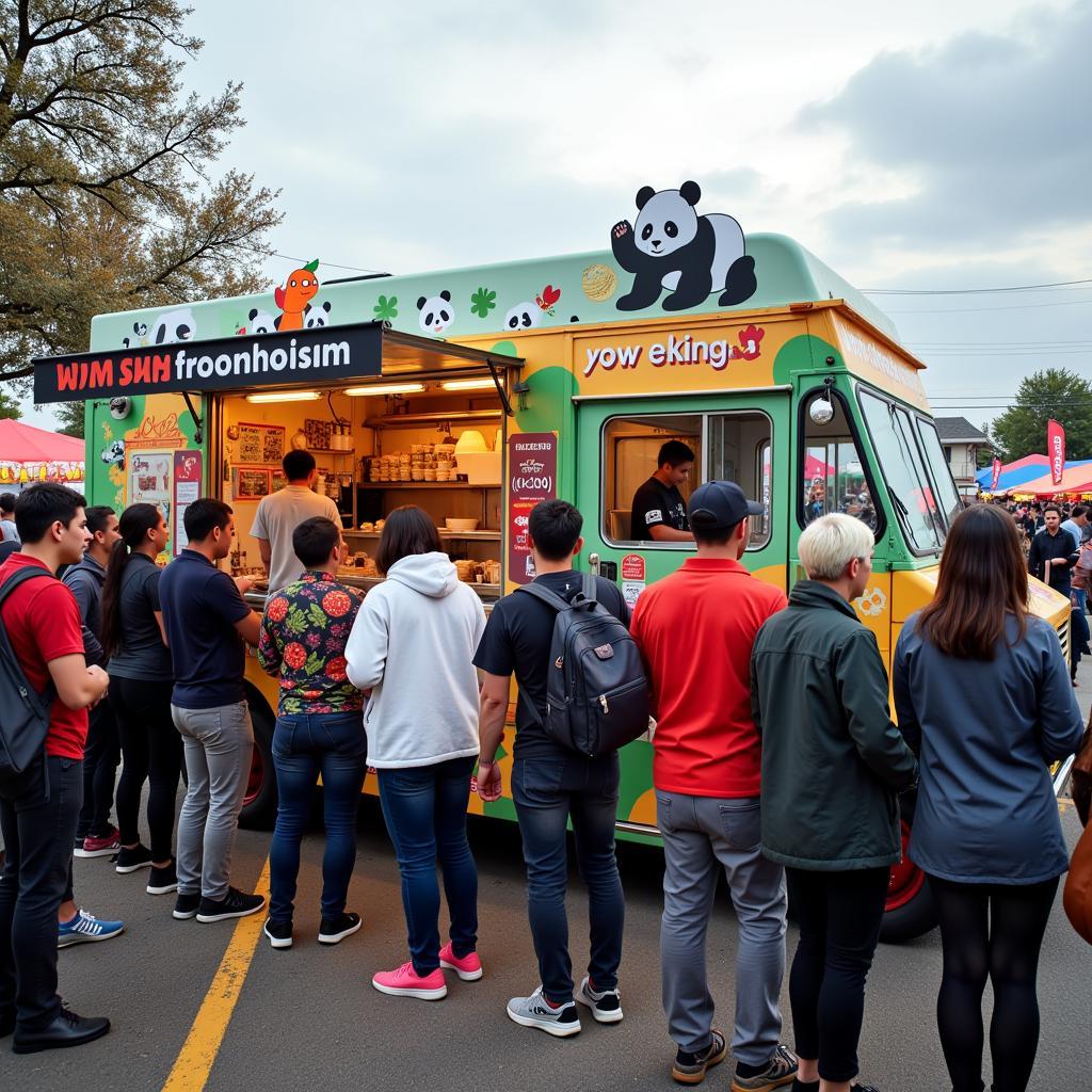 Panda Dim Sum Food Truck Serving Customers at a Busy Food Festival