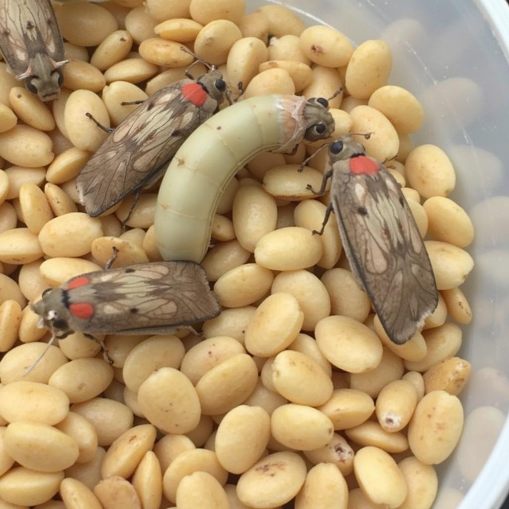 Pantry moths infesting birdseed in a container