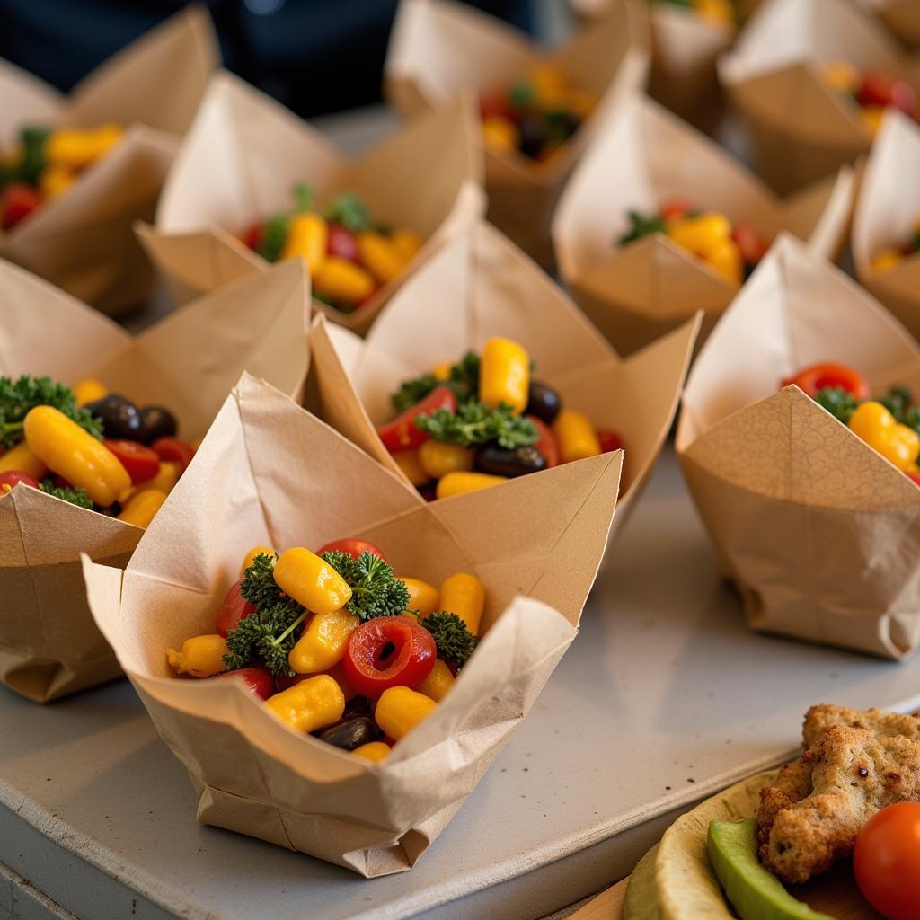 Elegant Paper Food Wrappers Used in a Catering Event