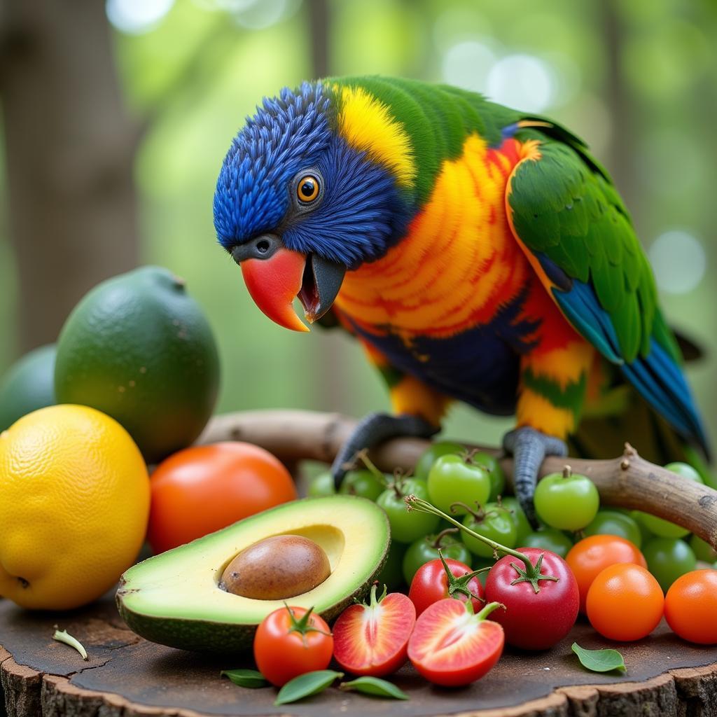 A Parrot Enjoying Safe and Healthy Food