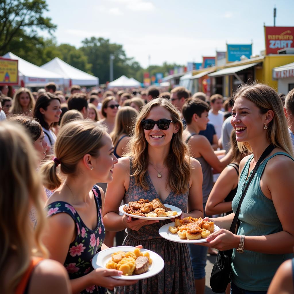 Pensacola Food Truck Festival Crowd Enjoying Delicious Food