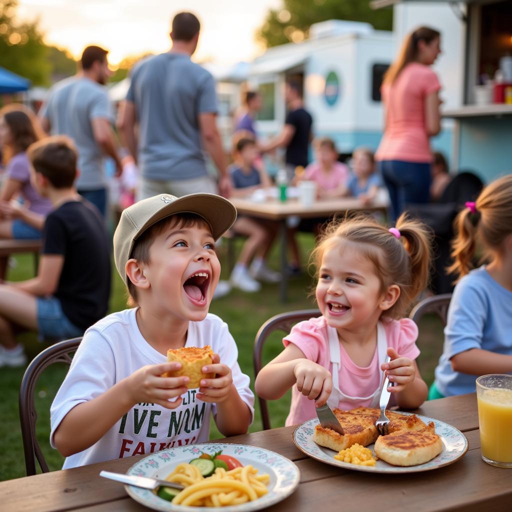 Families enjoying the Peoria Food Truck Festival