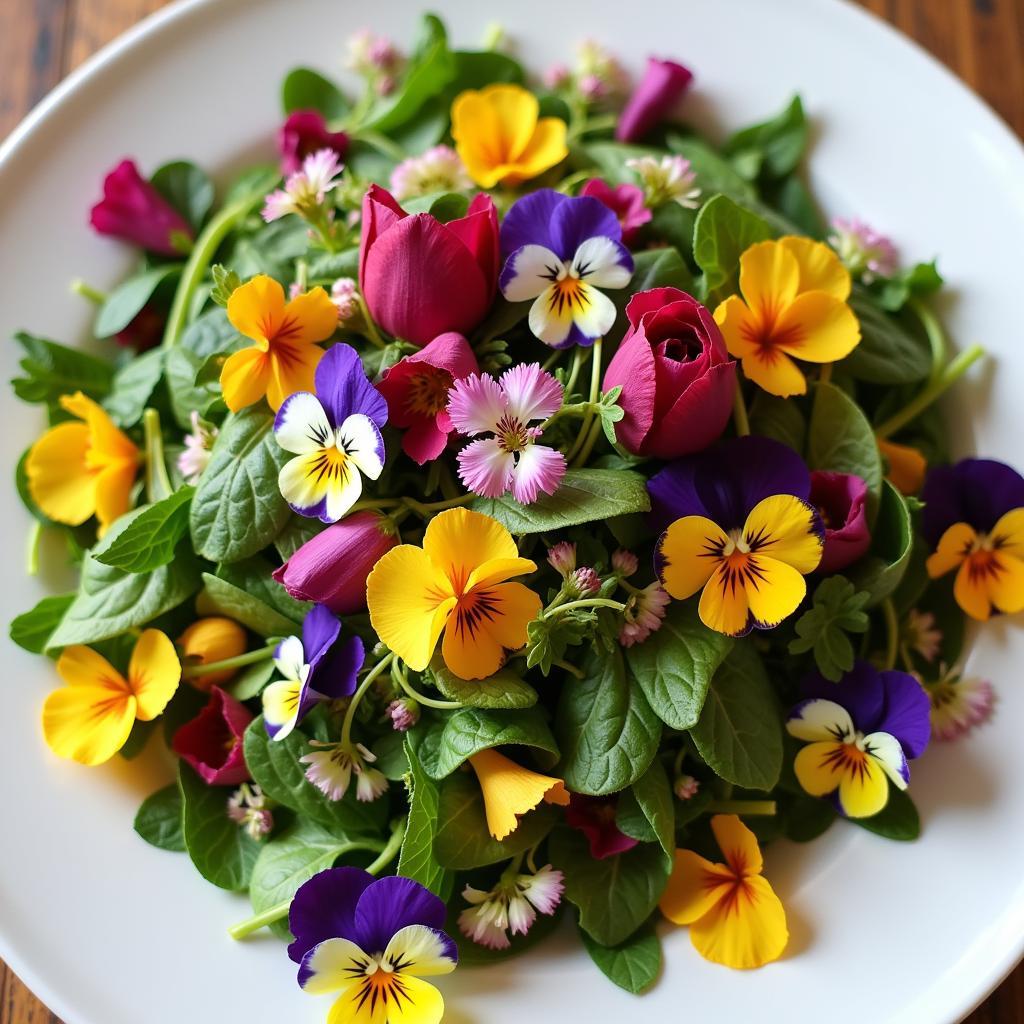 Rose Petal Salad with Edible Flowers