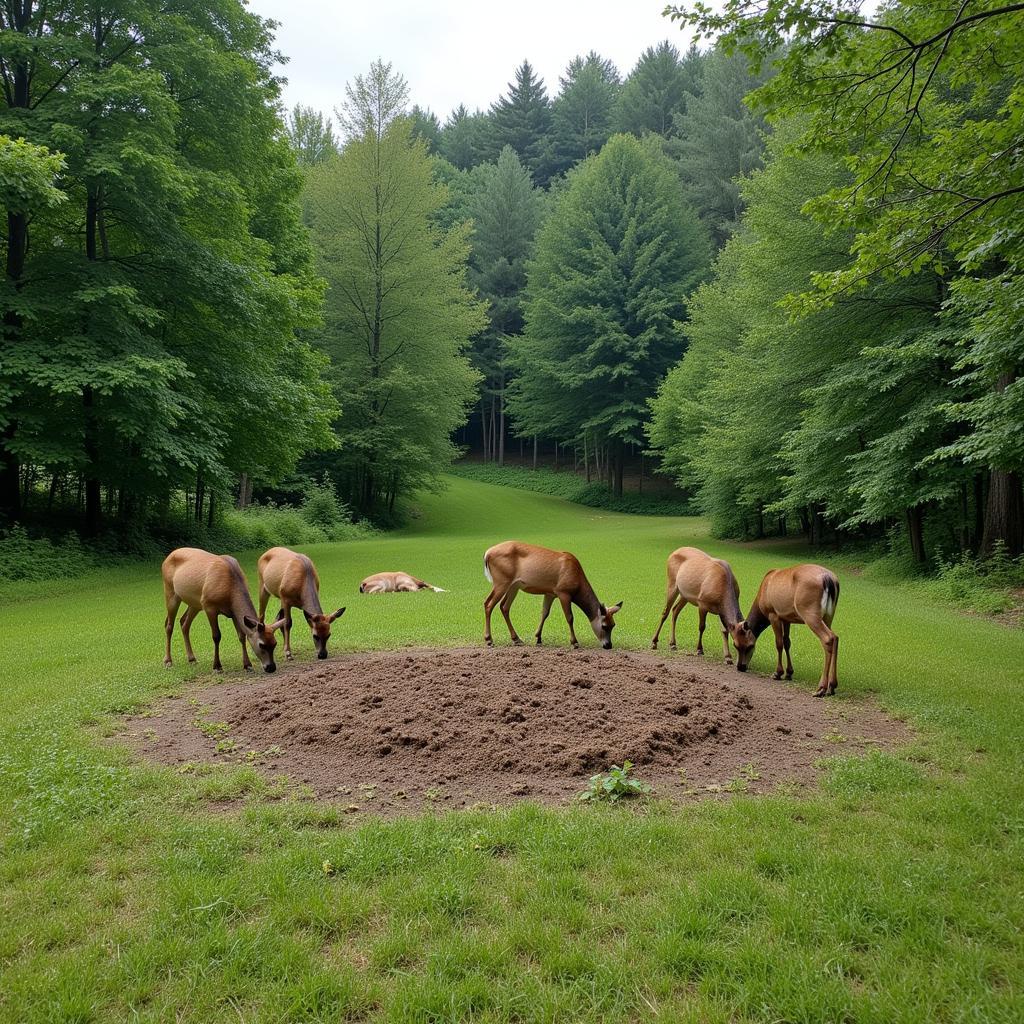 Deer Grazing in a Newly Planted Food Plot