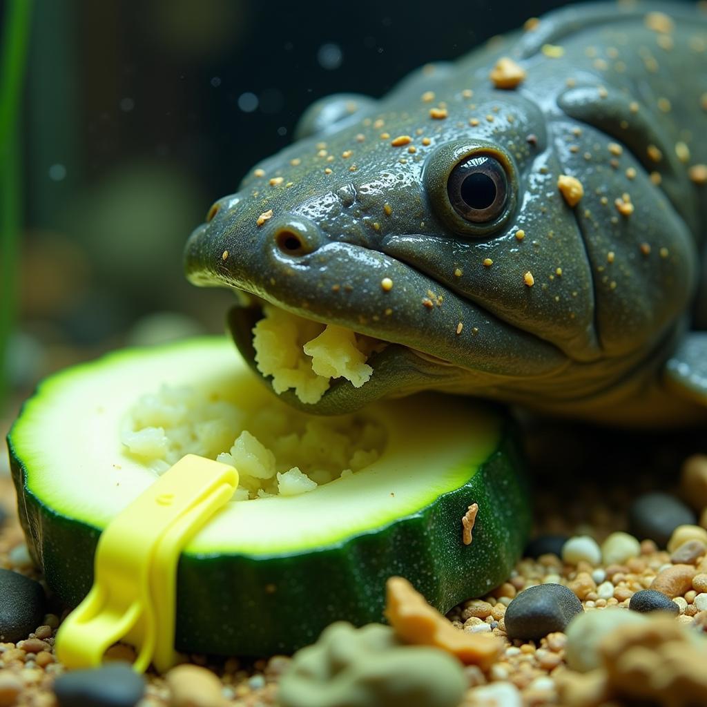 Pleco Eating Zucchini