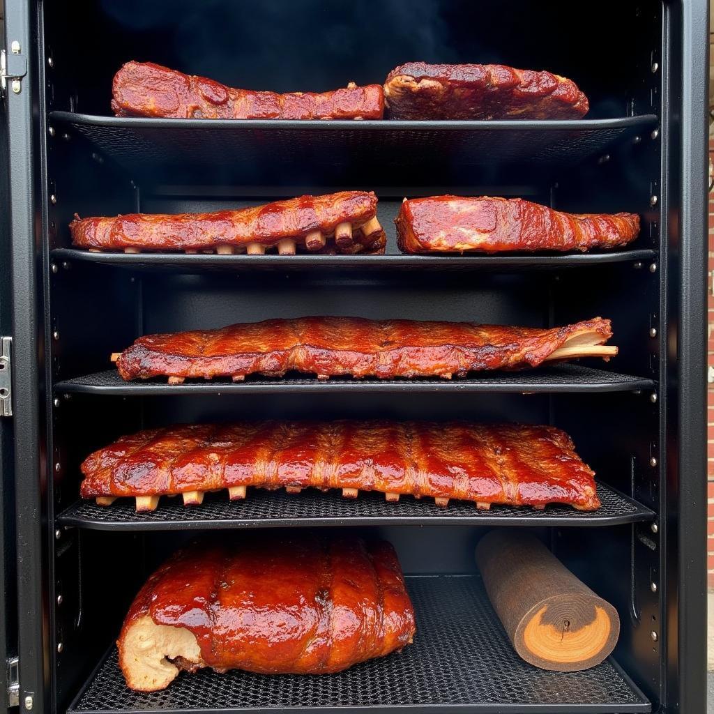 Close-up of the smoking process at Pointers BBQ Food Truck