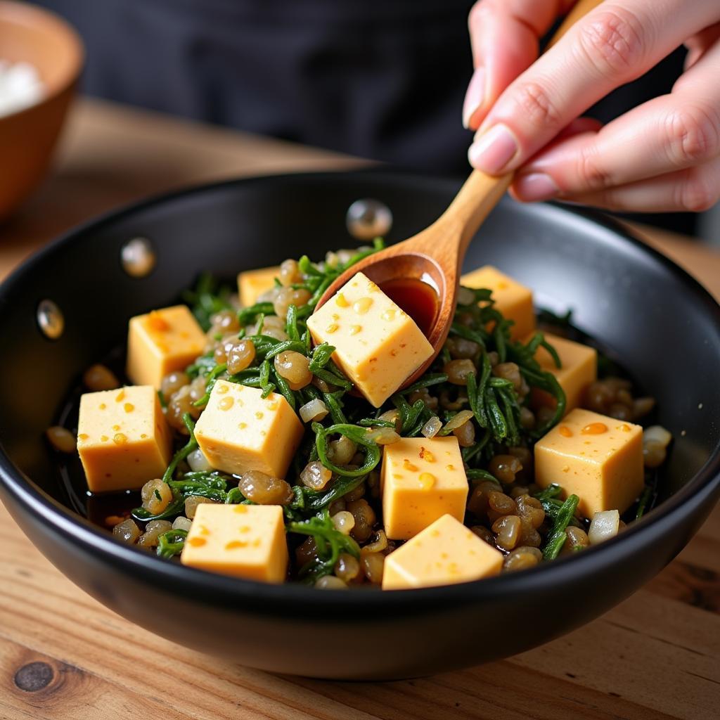 Preparing Tofu Poke