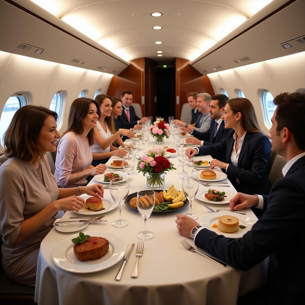 Dining experience on a private jet