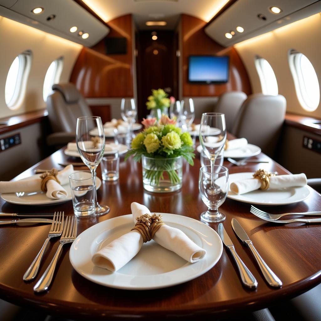 Elegant Table Setting and Presentation in Private Jet Dining