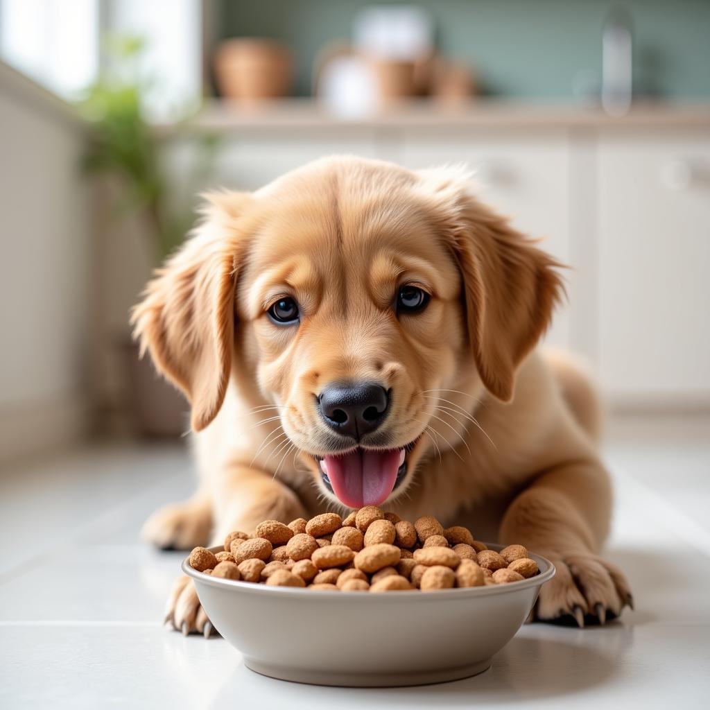 Puppy Enjoying True Puppy Food