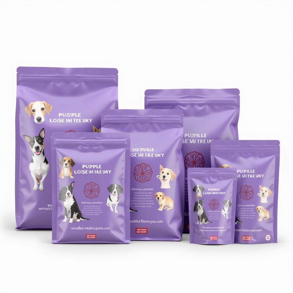 Variety of Purple Dog Food Bags