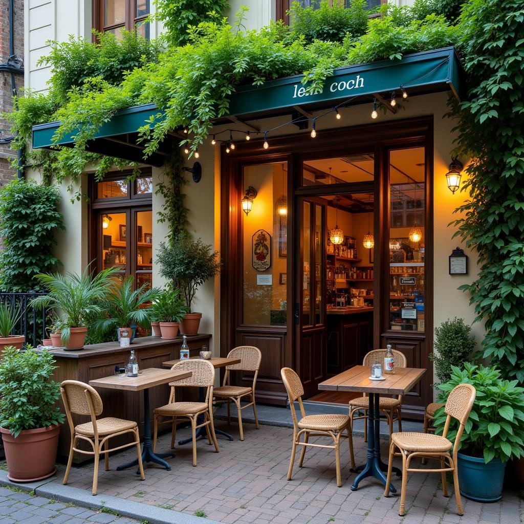 Quaint cafe with outdoor seating, offering a charming dining experience