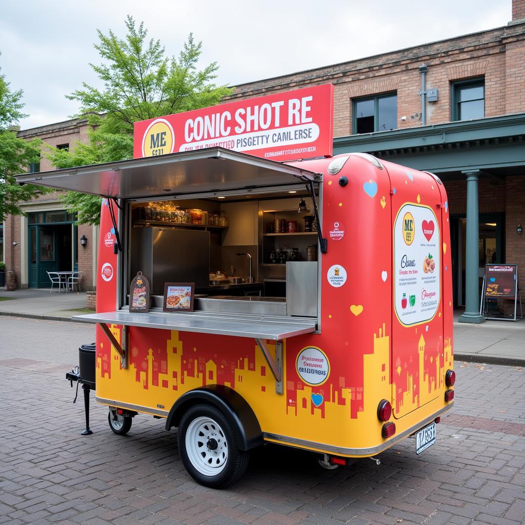 Refrigerated food cart with attractive branding