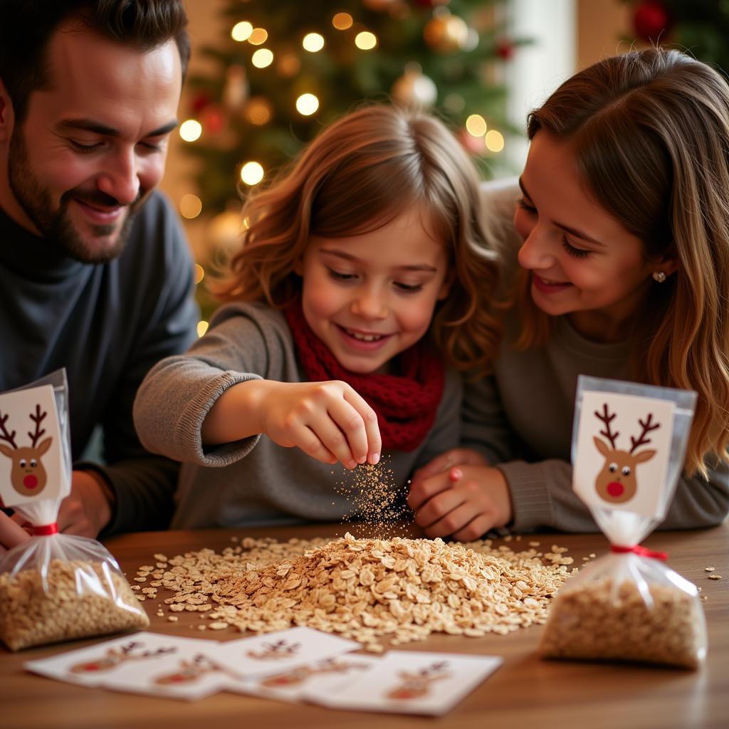 Family Making Reindeer Food with Printable Tags