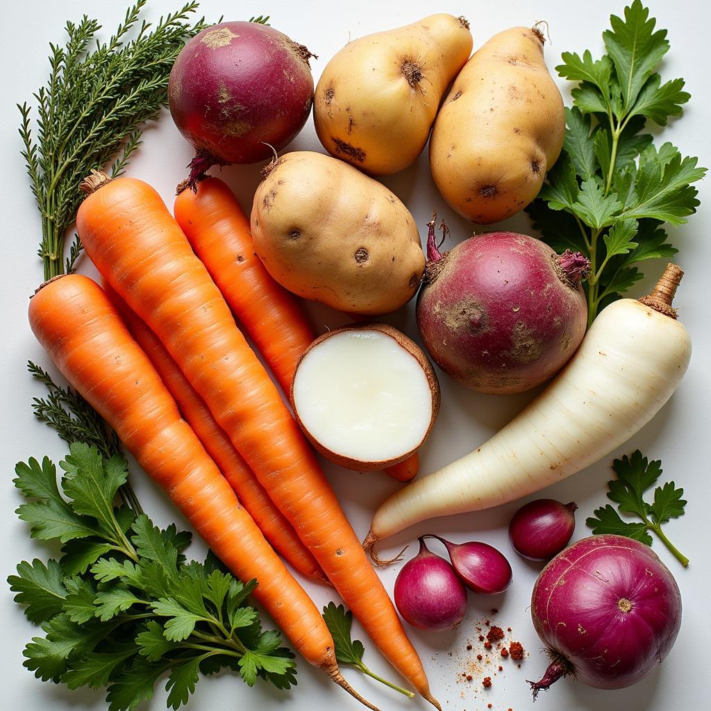 Root vegetables and herbs provide the foundation for many dishes