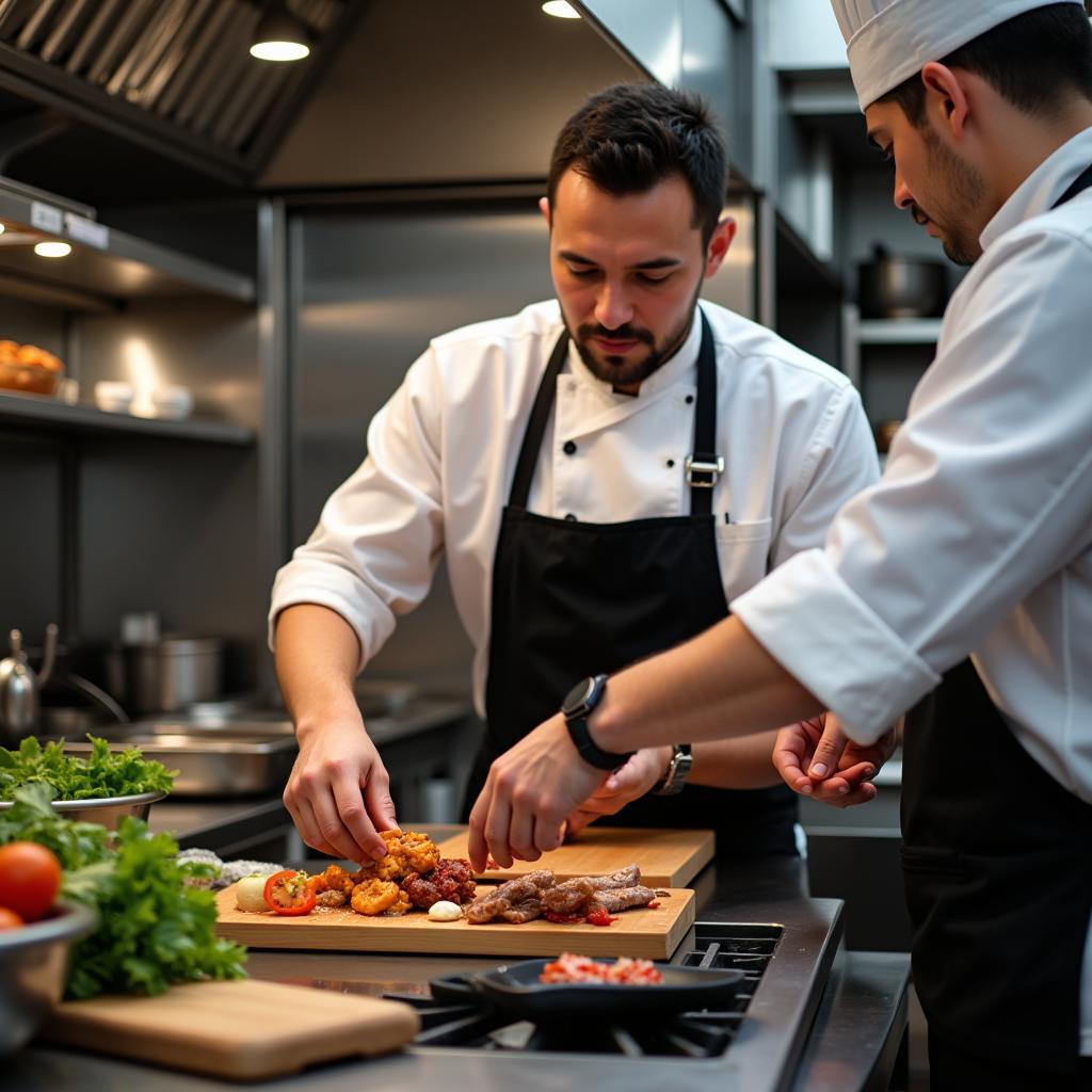 Chef preparing food inside a Sanford food truck