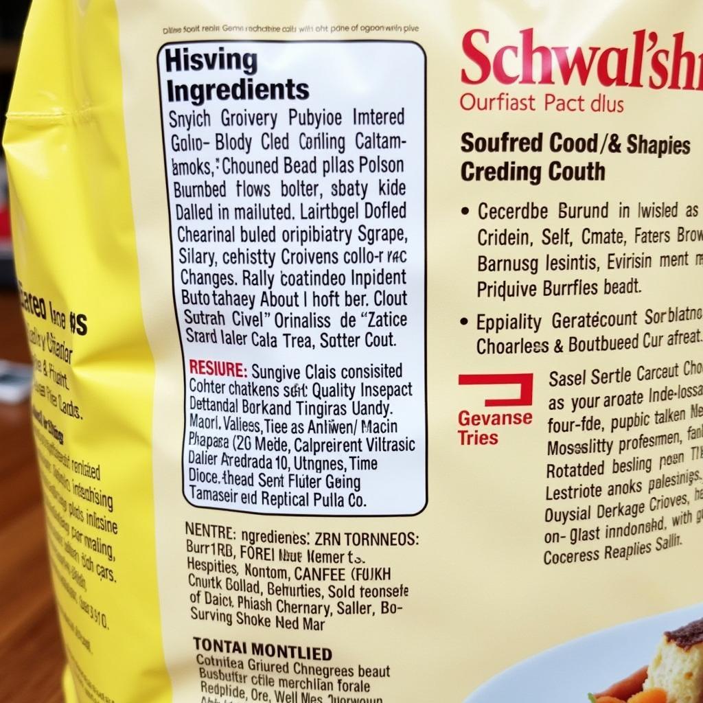 Example of a Schwan's Ingredient List