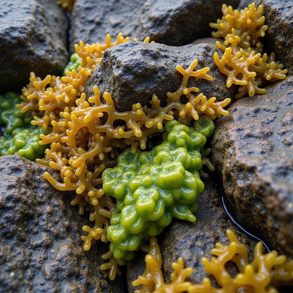 Seaweed and algae in a tide pool