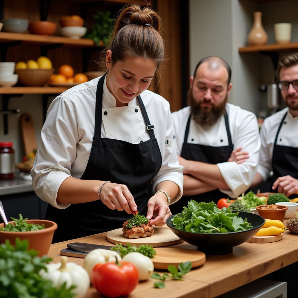 Seed Food and Wine Festival: A plant-based cooking demonstration in progress.