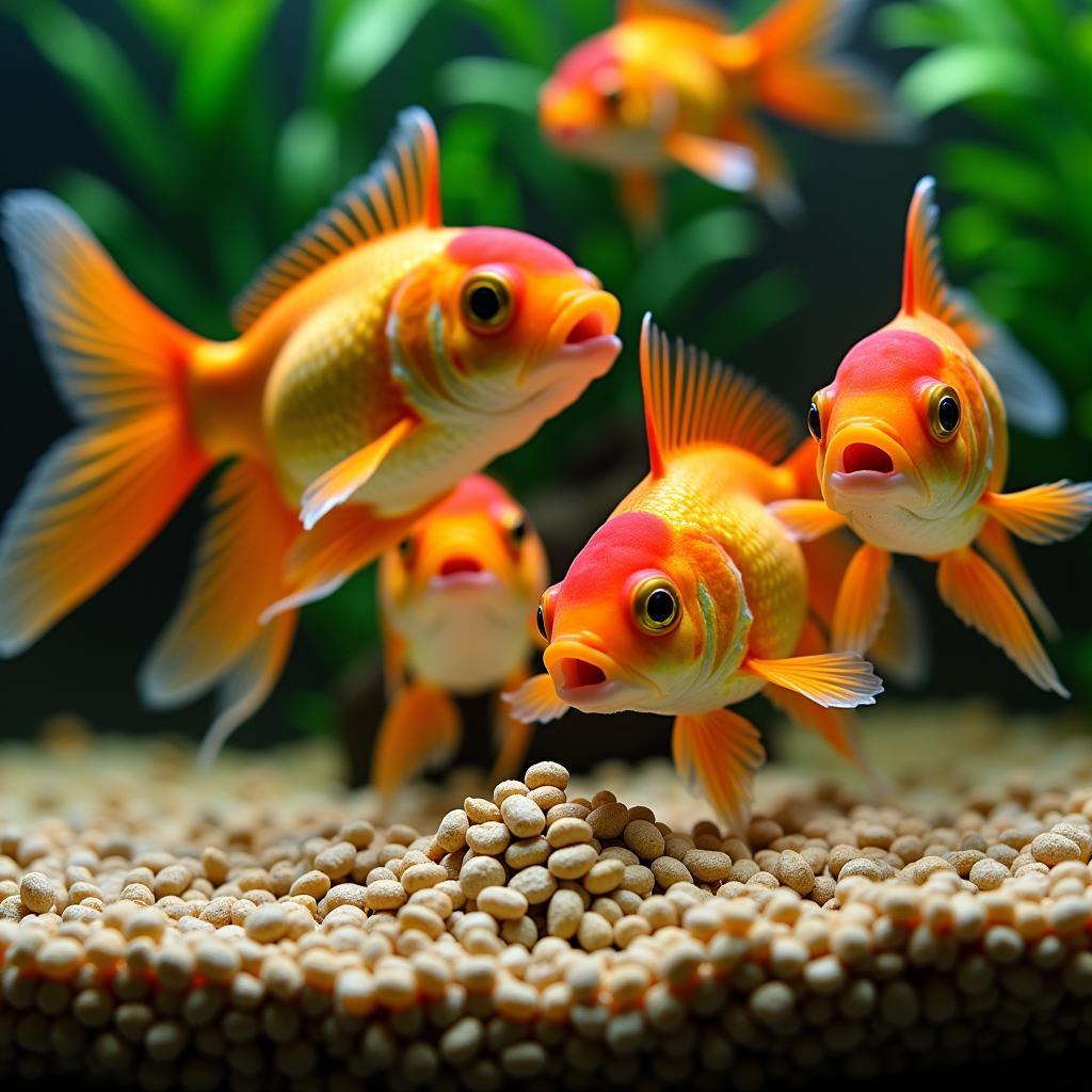 Goldfish Eating Sinking Pellets