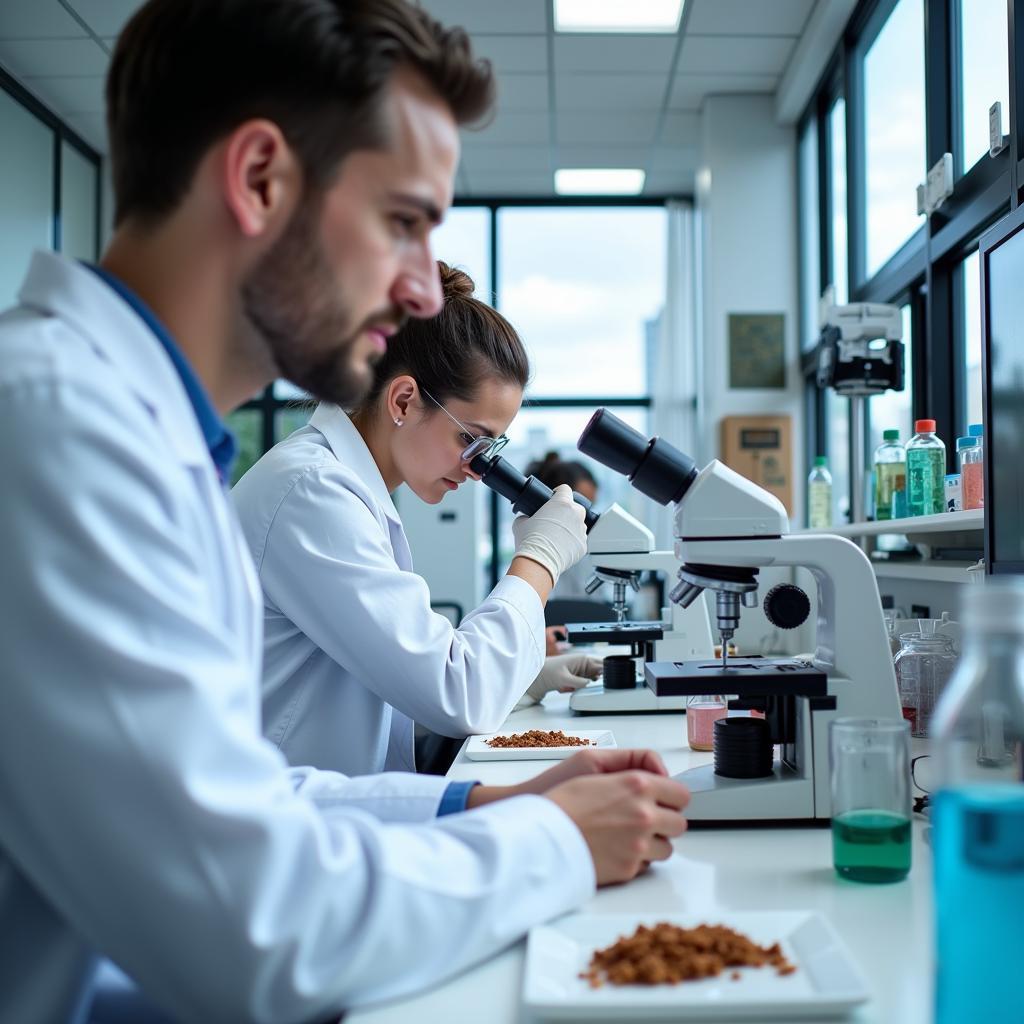 Scientists Working in a Skretting Research Laboratory