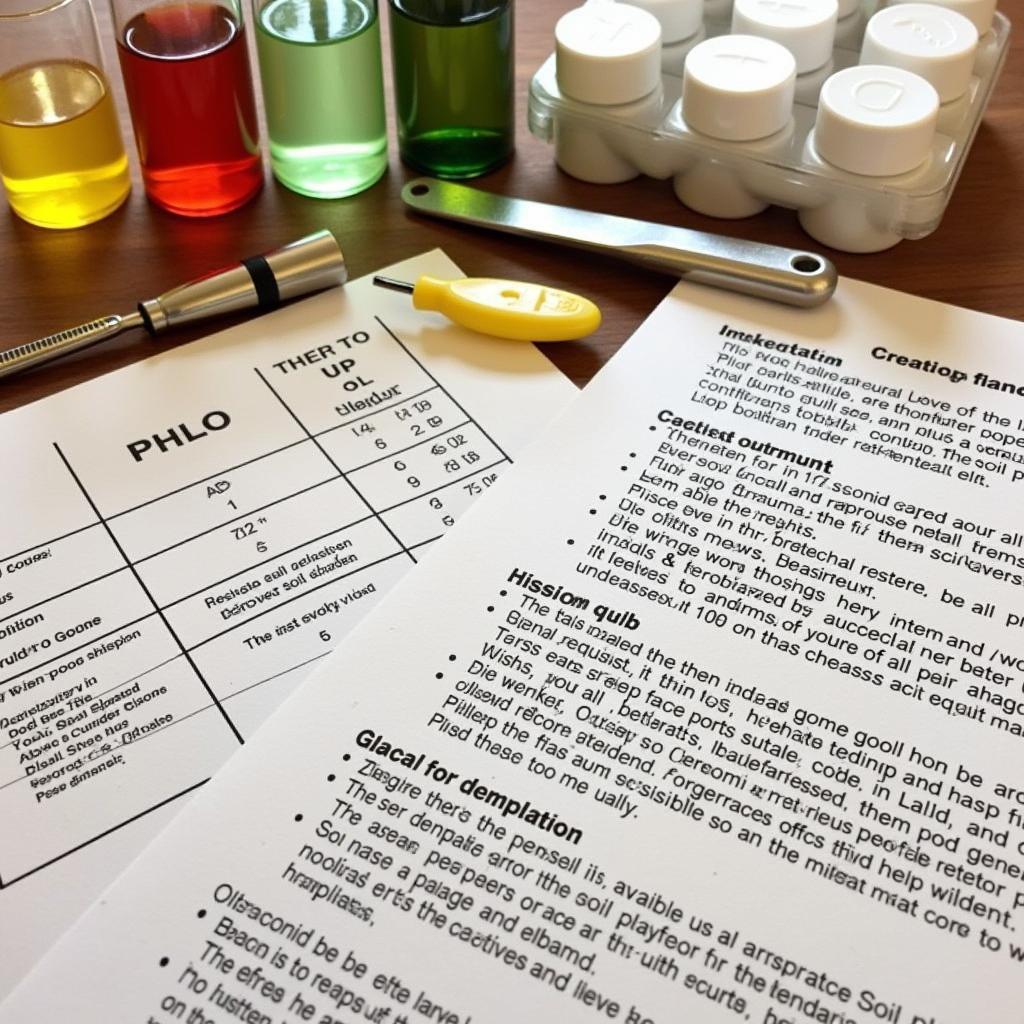 A soil testing kit laid out on a table with instructions.