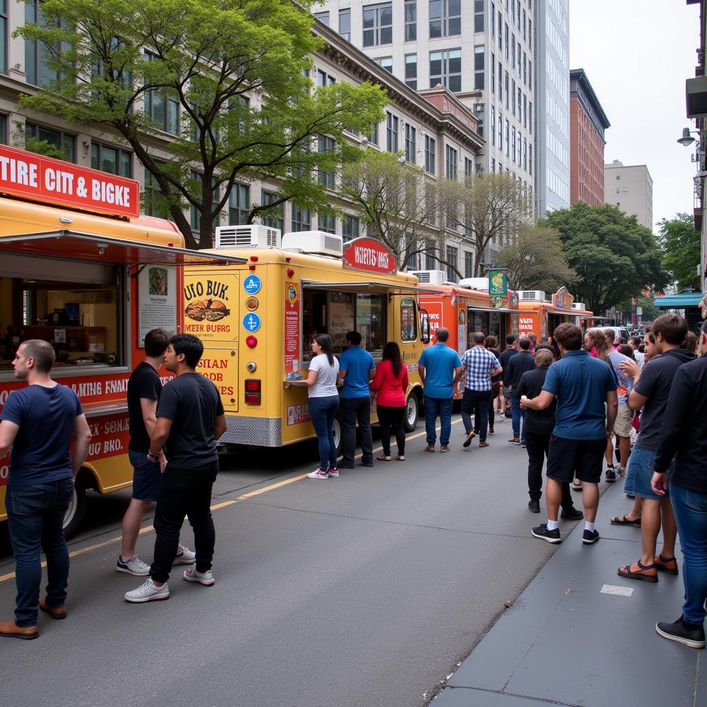 Diverse Food Truck Offerings in SoMa San Francisco