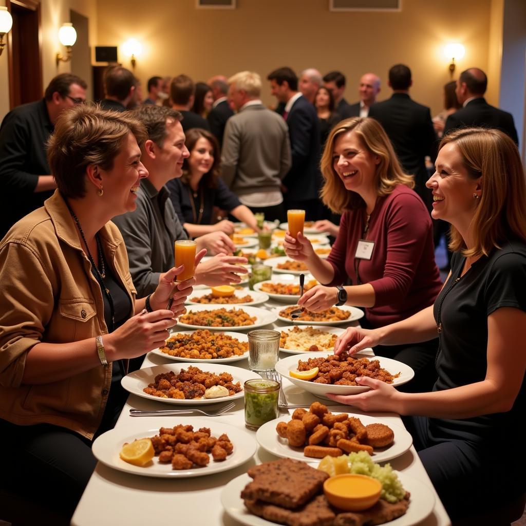 Guests Enjoying Soul Food at a Catered Event