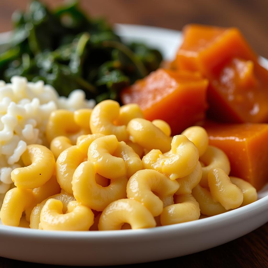 Soul Food Sides: Mac and Cheese, Collard Greens, Candied Yams