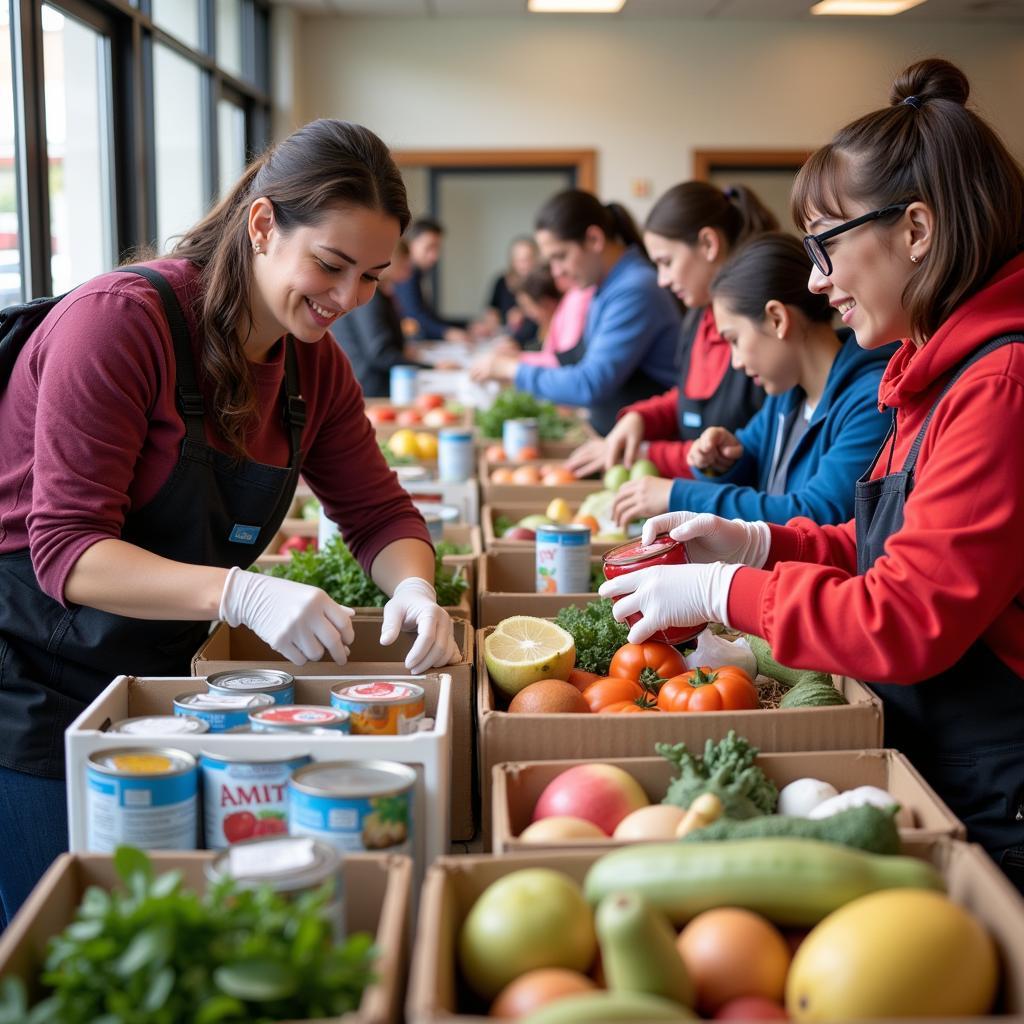 Volunteers Sorting Food at St. Lucy's Food Pantry