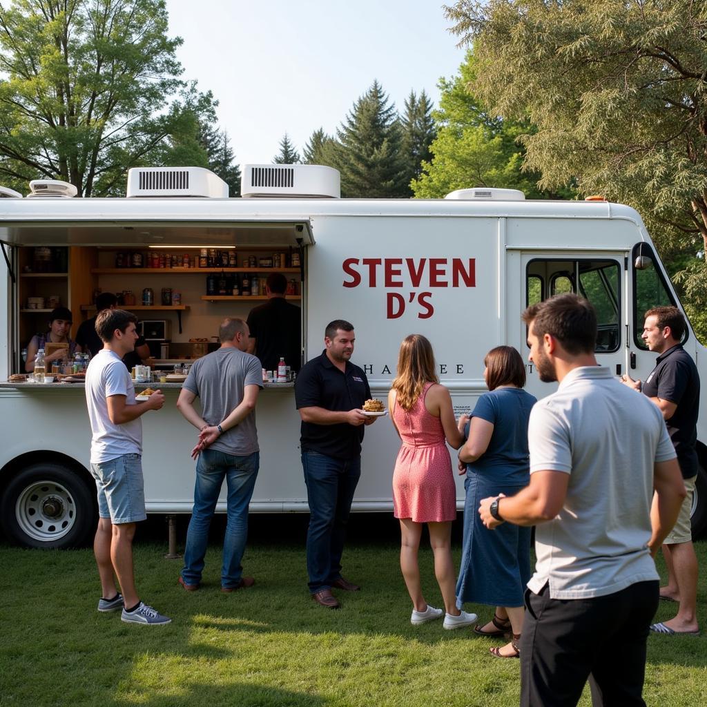 Steven D's Food Truck catering a private outdoor event.