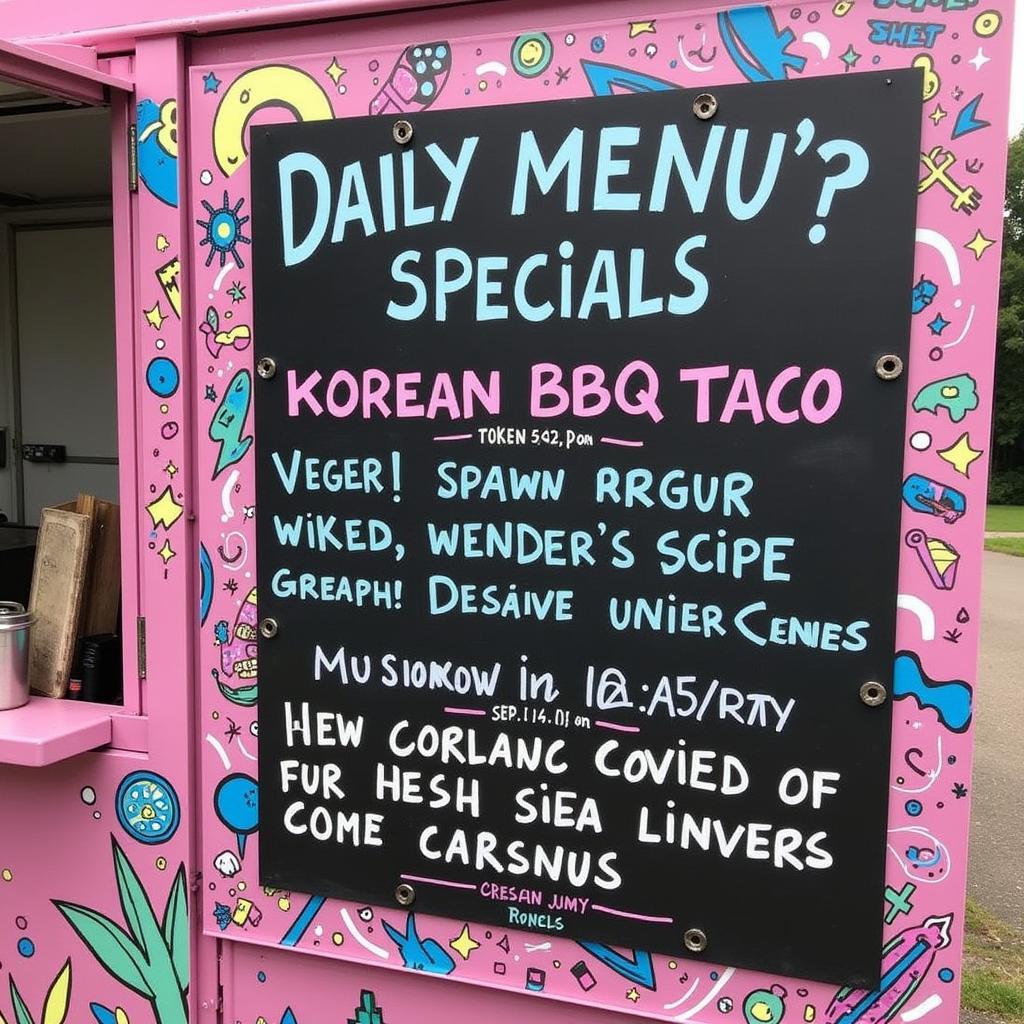 Close-up of the Steven D's Food Truck menu, highlighting daily specials.