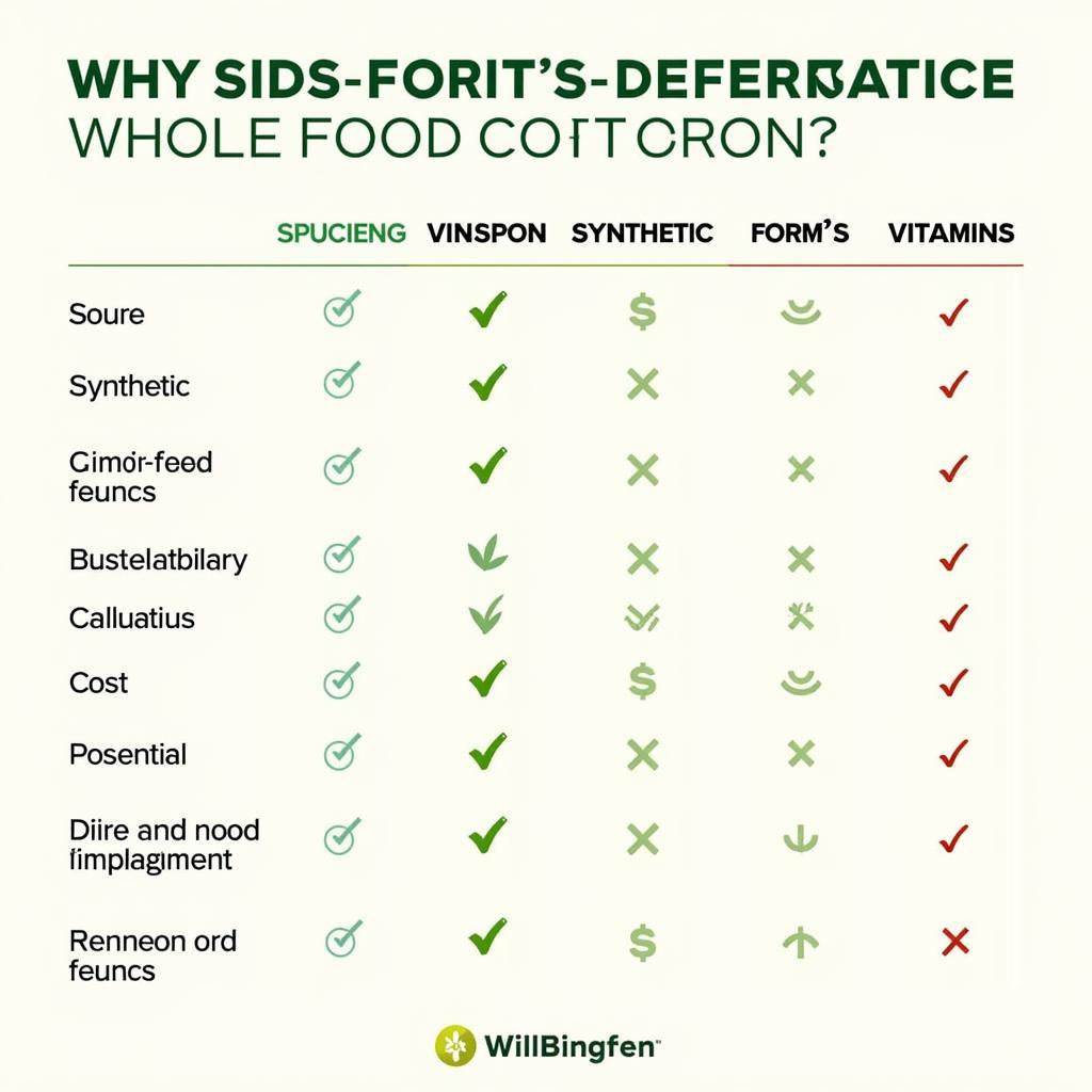 Synthetic vs. Whole Food Vitamin Comparison Chart